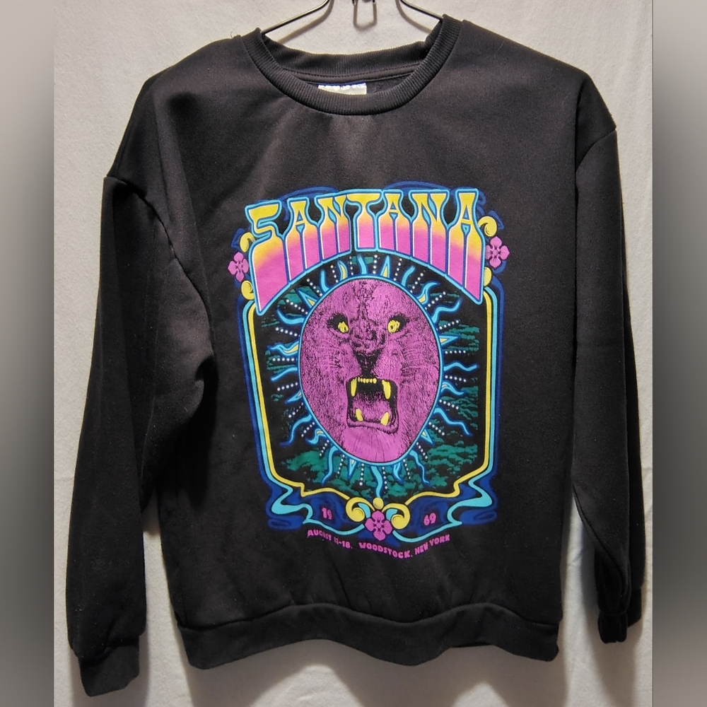 Santana Woodstock Black Sweatshirt Small August 13-18 1969 Woodstock, New York